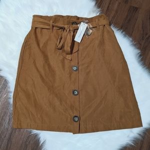 Tan Button Down Skirt / Size Lrg